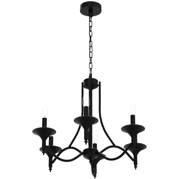 Black Farmhouse Chandelier Iron Chandeliers for Dining Room Light Fixture 6-Ligh - Picture 4 of 8